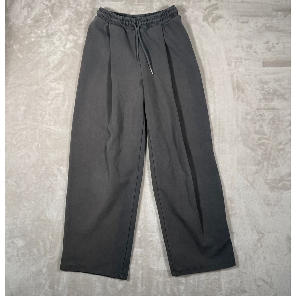Zara Women's Sweatpants Drawstring Wide Leg Elastic Waist S Gray